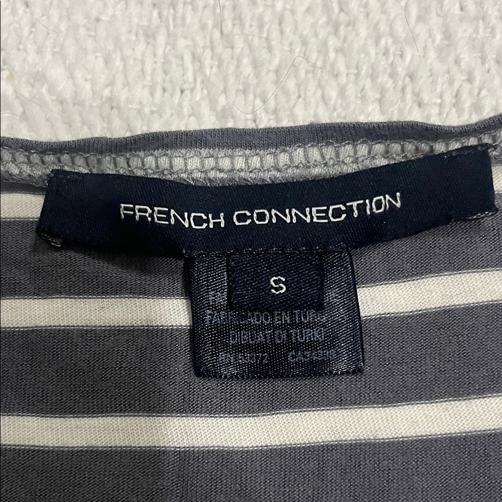 (008) French Connection Charcoal and Cream Striped Tank Top - Picture 2 of 3